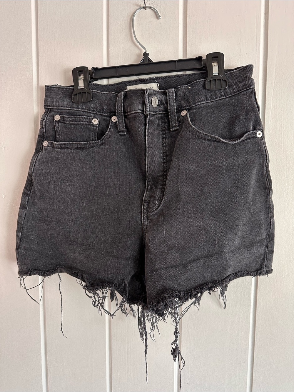 Black Frayed Hem Women's Denim Shorts